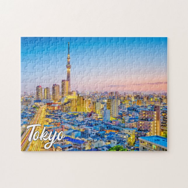 Sunset Over Tokyo, Japan Jigsaw Puzzle (Horizontal)