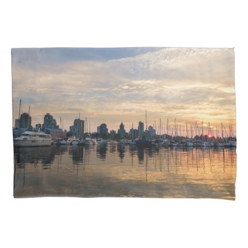 Sunset over Vancouver Skyline Pillow Case