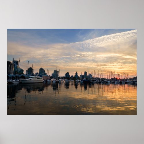 Sunset over Vancouver Skyline Poster