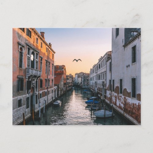 SUNSET OVER VENICE CANAL ITALY POSTCARD