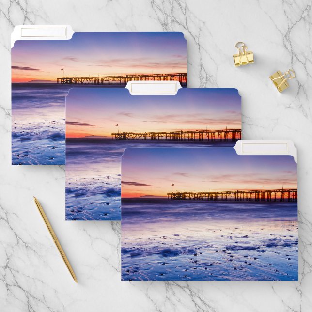 Sunset Over Ventura Pier And Beach File Folder (Set)