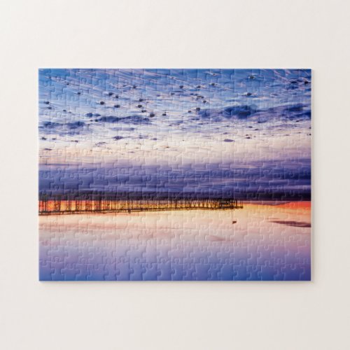 Sunset Over Ventura Pier And Beach Jigsaw Puzzle