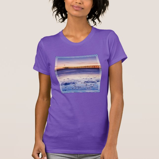 Sunset Over Ventura Pier And Beach T-Shirt (Front)