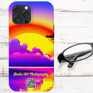 Sunset Over Water Business or Personal QR Code iPhone 13 Pro Max Case