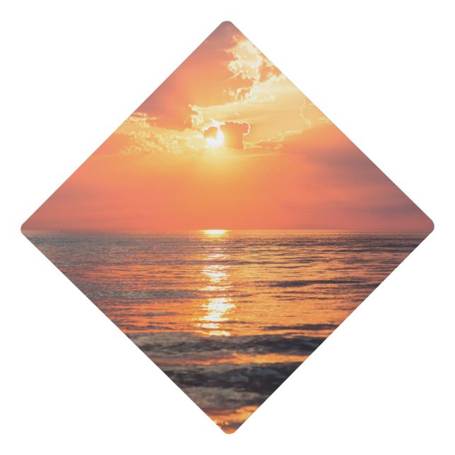 sunset over water graduation cap topper (Front)