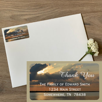 Sunset Over Water Thank You Label by sympathythankyou at Zazzle