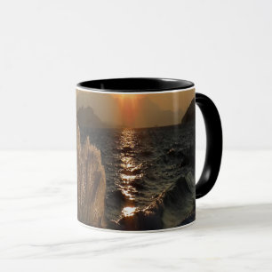 Sunset Over Waves in Croatia Coastline Mug
