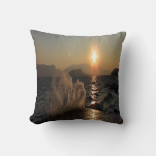 Sunset Over Waves in Croatia Coastline Throw Pillow
