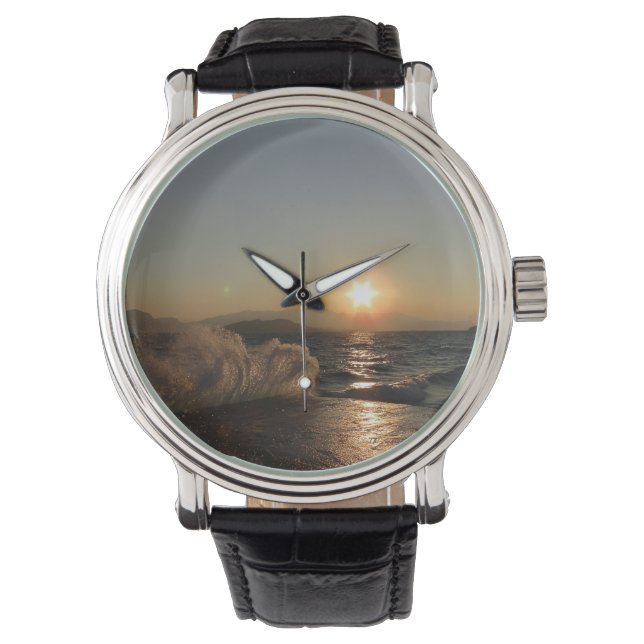 Sunset Over Waves in Croatia Coastline Watch (Front)