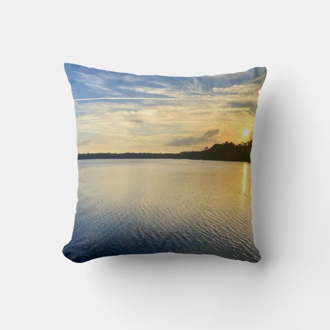 Sunset Over Wildcat Lake Throw Pillow (Front)