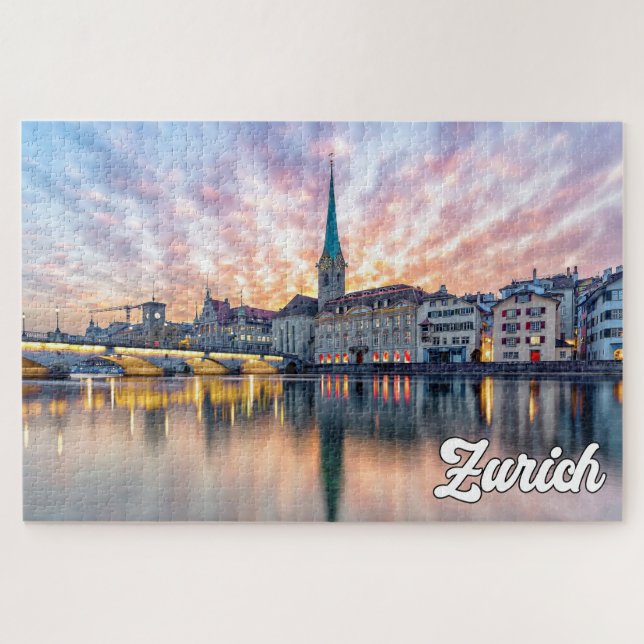 Sunset Over Zurich, Switzerland Jigsaw Puzzle (Horizontal)