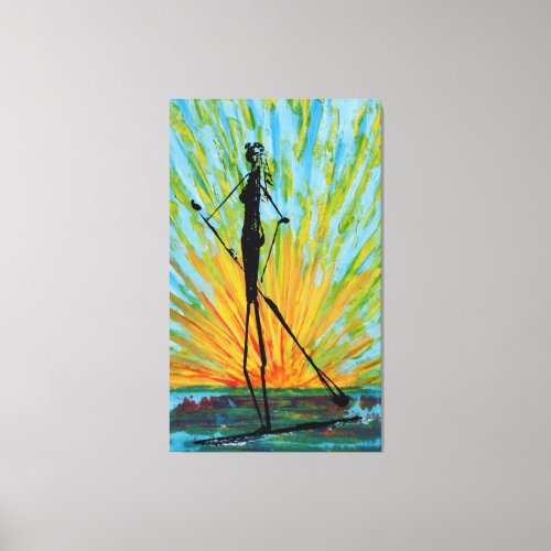 Sunset paddle boarder canvas print