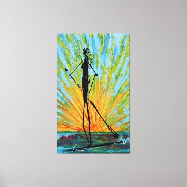 Sunset paddle boarder canvas print (Front)