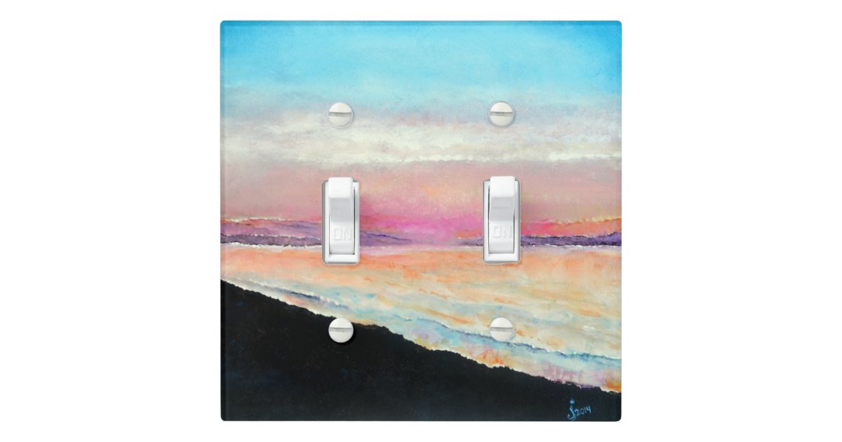 sunset painted beach art light switch cover zazzle.com