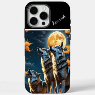 Sunset Painted Sky with Wolves iPhone 16 Pro Max Case