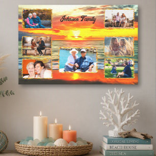 Sunset Painting Family Photo Collage 1738 Art Canvas Print
