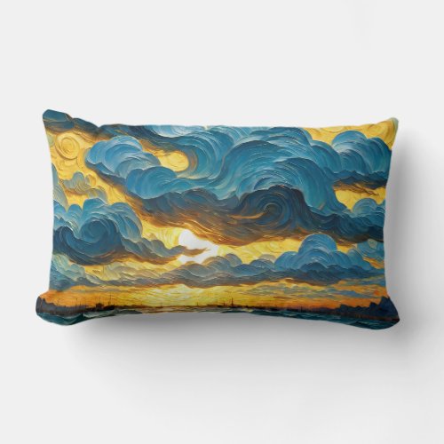 Sunset painting lumbar pillow