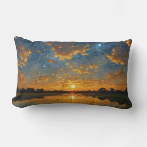 Sunset painting lumbar pillow