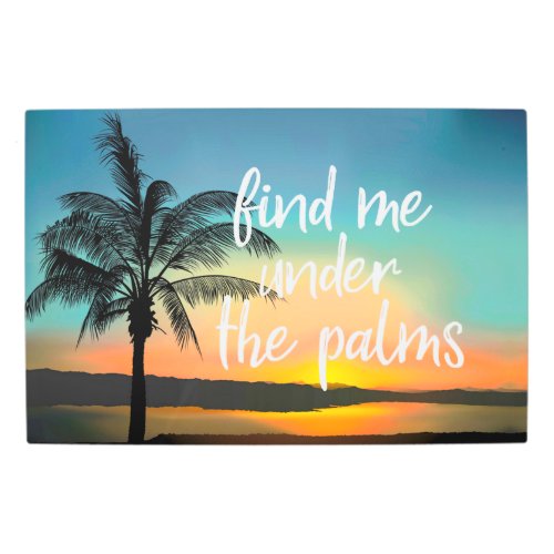 Sunset Palm Hawaiian Tropical Sentiments Metal Print
