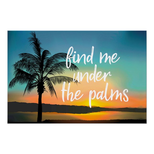 Sunset Palm Hawaiian Tropical Sentiments Poster (Front)
