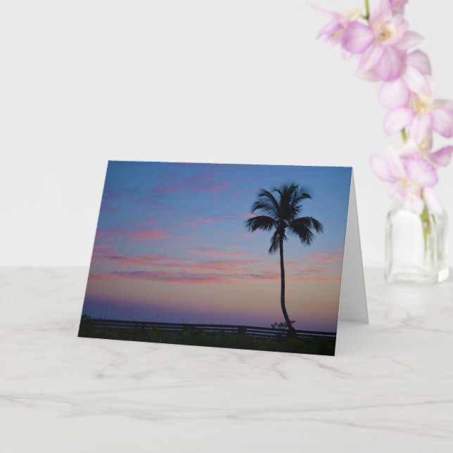 Sunset Palm Silhouette Greeting Card (Orchid)