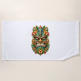 Sunset Palm Tiki Beach Towel