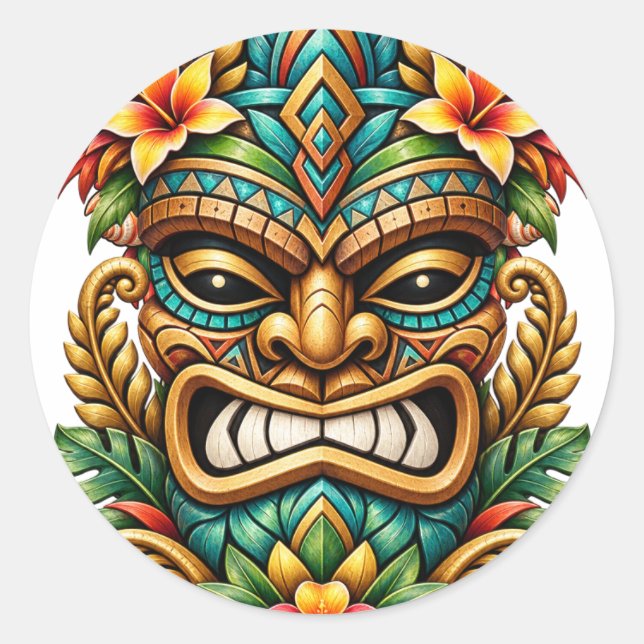 Sunset Palm Tiki Sticker (Front)