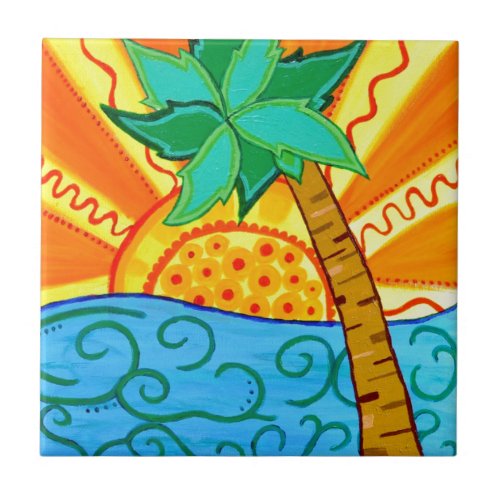 Sunset Palm Tile