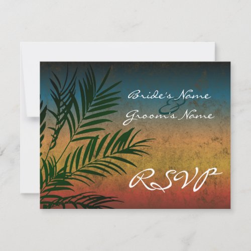 Sunset Palm Tree Branch RSVP Cards