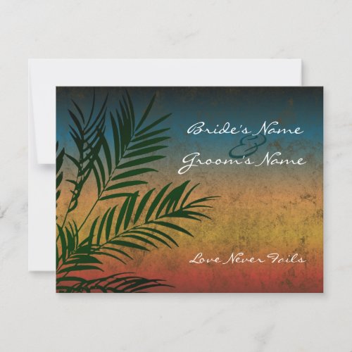 Sunset Palm Tree Branch Wedding Invitations