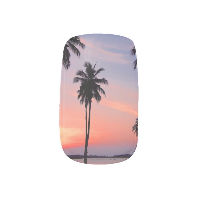 sunset palm tree Nail Art,  Minx Nail Art (Left Thumb)
