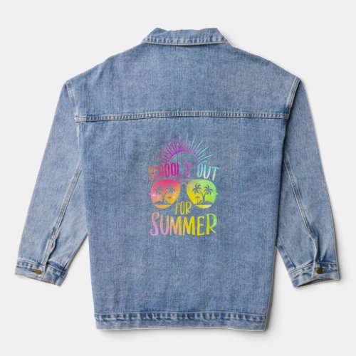 Sunset Palm Tree Sunglasses Schools Out For Summer Denim Jacket