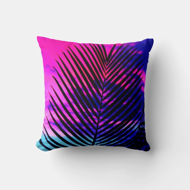 Sunset Palm Tree Throw Pillow (Front)