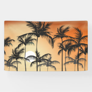 Sunset Palm Trees Beach Summer Banner