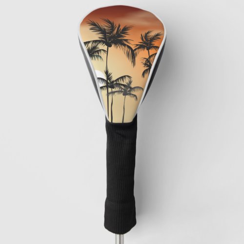 Sunset Palm Trees Beach Summer Golf Head Cover