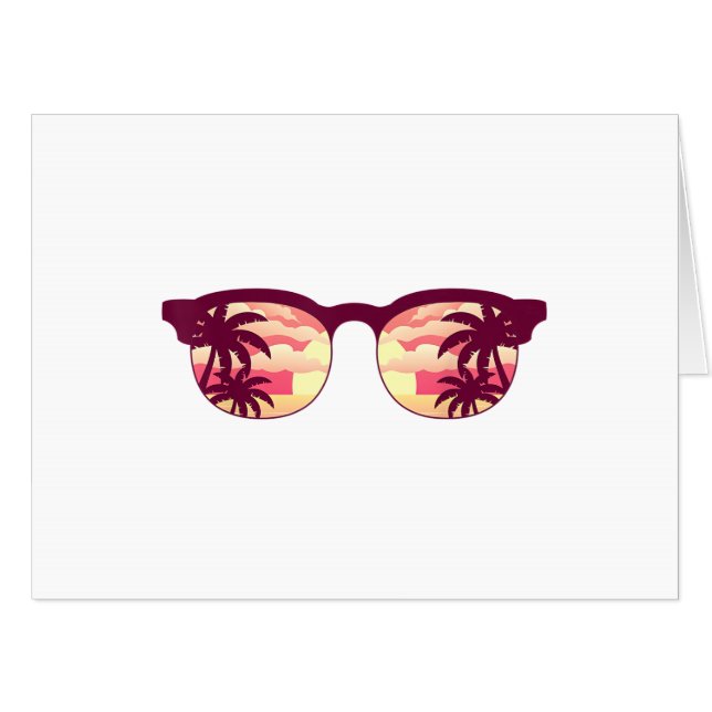 Sunset Palm Trees Beach Summer Vacation Tropical S Card (Front Horizontal)