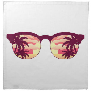Sunset Palm Trees Beach Summer Vacation Tropical S Cloth Napkin