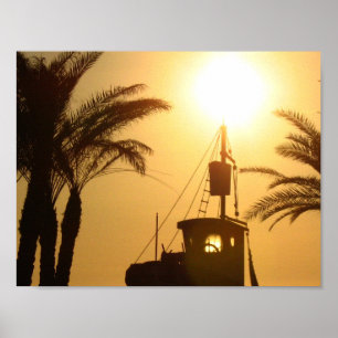 Sunset Palm Trees Ship Value Poster Paper (Matte)