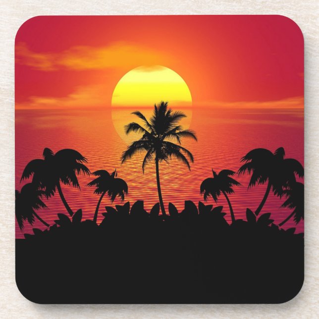 Sunset Palm Trees Silhouette-16514 Beverage Coaster (Front)