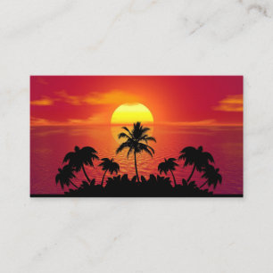 Sunset Palm Trees Silhouette-16514 Business Card