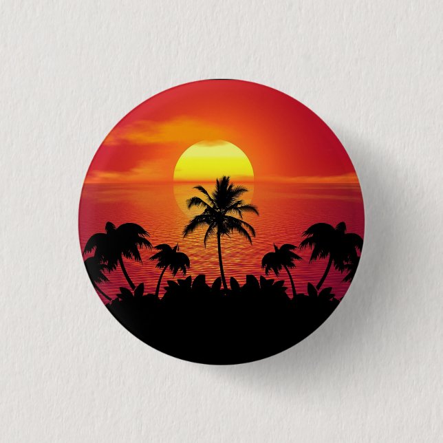 Sunset Palm Trees Silhouette-16514 Button (Front)