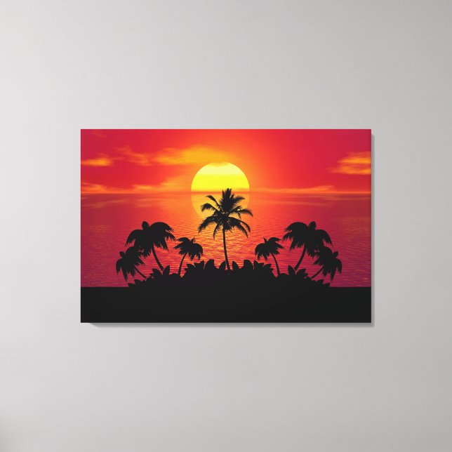 Sunset Palm Trees Silhouette-16514 Canvas Print (Front)