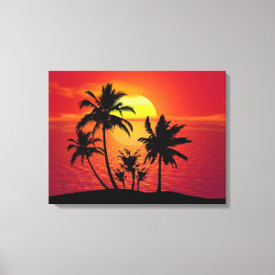 Sunset Palm Trees Silhouette-16514 Canvas Print