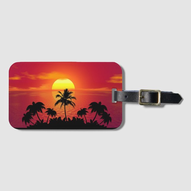 Sunset Palm Trees Silhouette-16514 Luggage Tag (Front Horizontal)