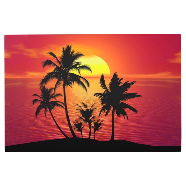 Sunset Palm Trees Silhouette-16514 Metal Print (Front)