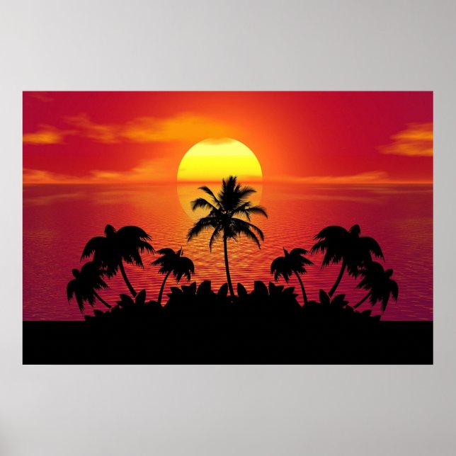 Sunset Palm Trees Silhouette-16514 Poster (Front)