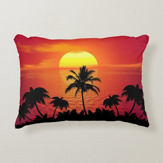 Sunset Palm Trees Silhouette-16515 Accent Pillow (Front)