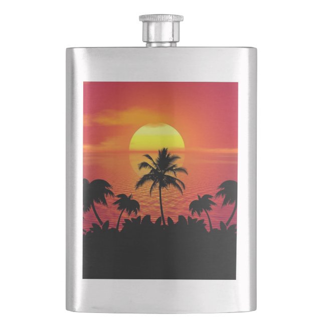 Sunset Palm Trees Silhouette-16515 Flask (Front)