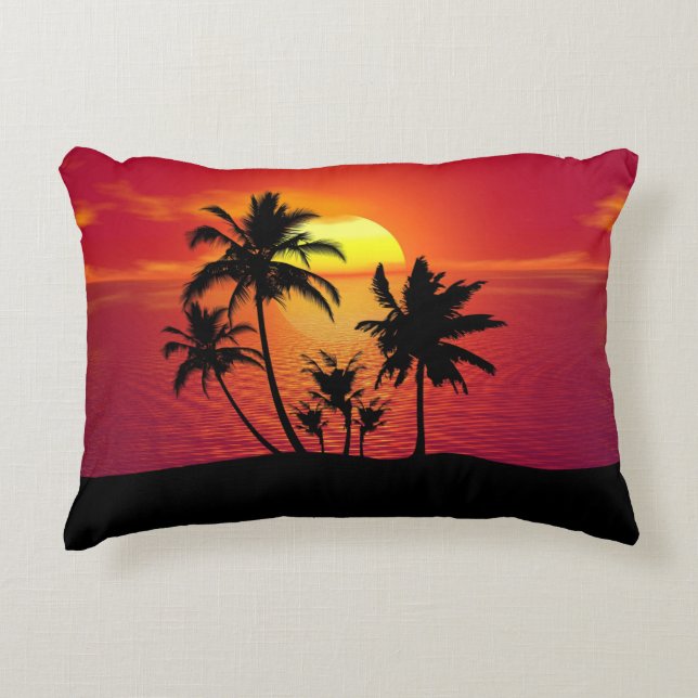 Sunset Palm Trees Silhouette Design-65143 Accent Pillow (Front)