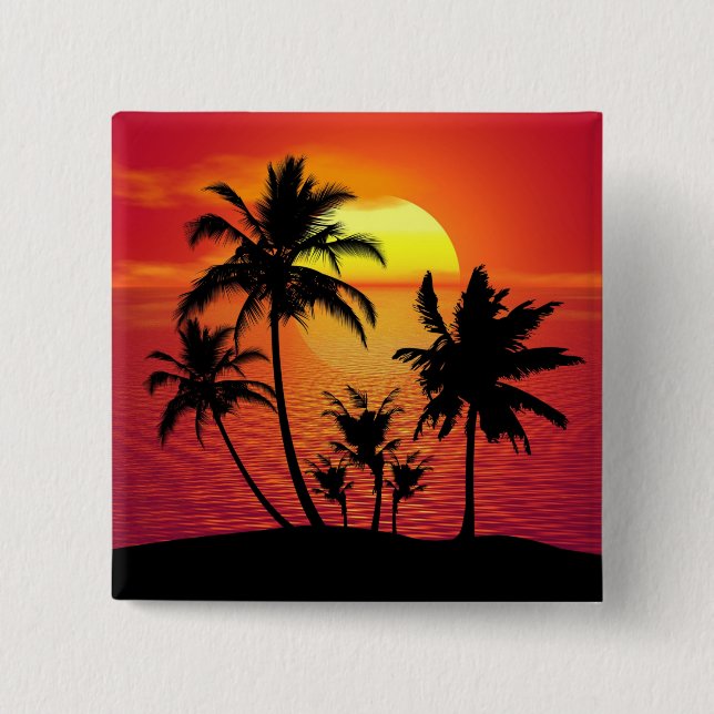 Sunset Palm Trees Silhouette Design-65143 Button (Front)